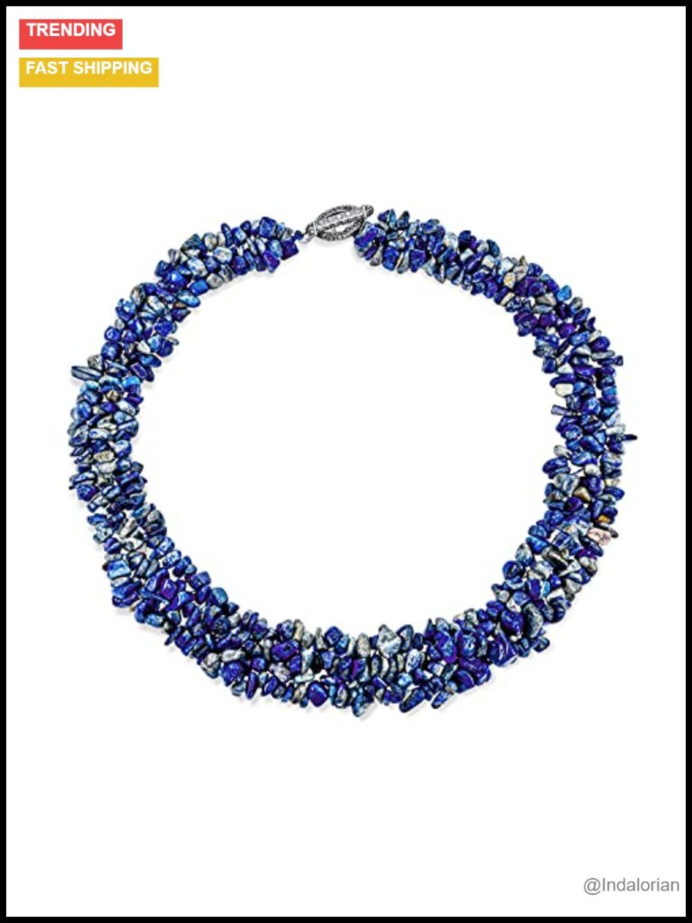 Gemstone Cluster Multi Strand Statement Bib Collar Necklace Silver Plated Brass